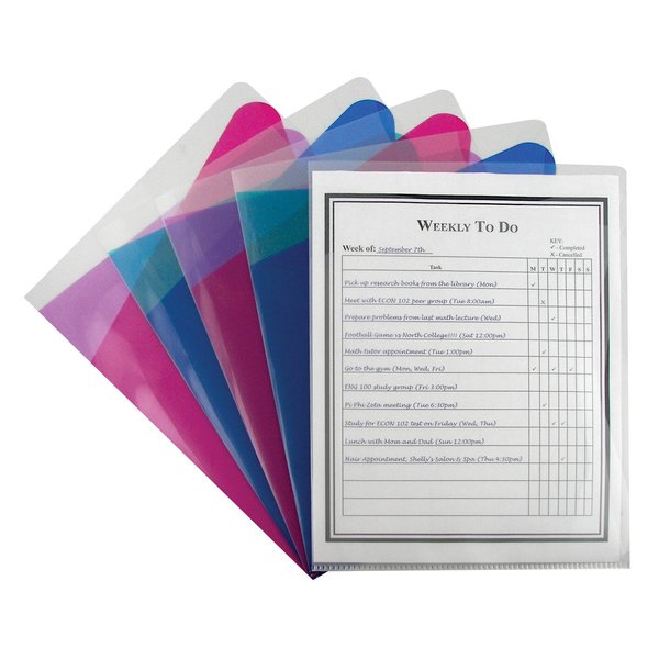 C-Line Products MultiSection Project Folders, Clear Folders with Colored Dividers, 5PK Set of 12 PK, 60PK 62110-BX